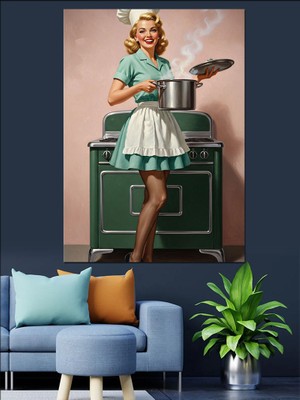 Karizma Tablo Kısa Etekli Aşcı Dekoratif Kanvas - Mdf Ahşap Tablo