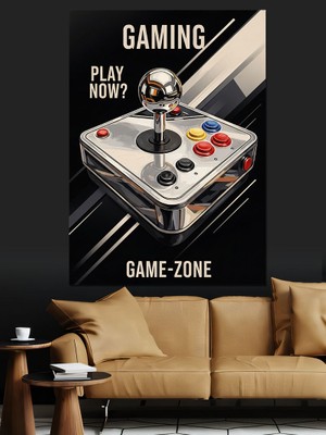 Karizma Tablo Oyun Kontrolcüsü Vintage Konsol Dekoratif Kanvas - Mdf Ahşap Tablo