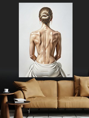 Karizma Tablo Sırtı Dönük Kadın Sanat Dekoratif Kanvas - Mdf Ahşap Tablo
