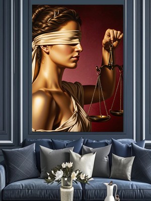 Artmeg Adalet Tanrıçası Themis Heykeli Dekoratif Kanvas - Mdf Ahşap Tablo
