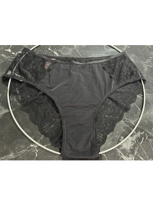 Biricik İç Giyim Kadın Siyah Dantelli Yüksek Bel Külot 1 Adet