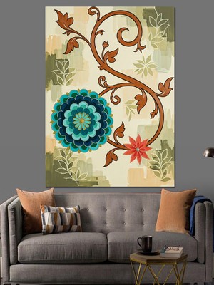 Tablomega Antika Tarzda Çiçekli Desenler Dekoratif Kanvas - Mdf Ahşap Tablo