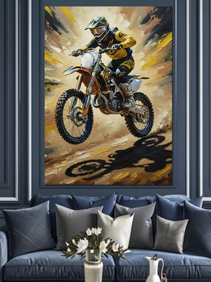 Artmeg Chopper Motorsikletçi Detayı Dekoratif Kanvas - Mdf Ahşap Tablo