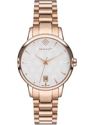 Gant Kadın Kol Saati 35 mm Beyaz Kadran Rose Gold Kordon Mineral Cam 5 Atm