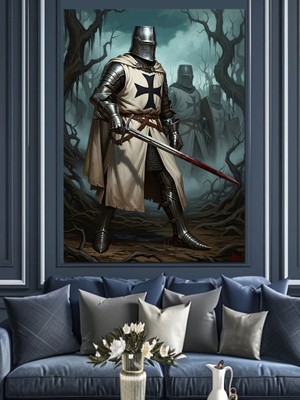 Artmeg Zırhlı Orta Çağ Şövalyesi Dekoratif Kanvas - Mdf Ahşap Tablo