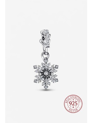 Poseidons Jewellery S925 Parlayan Kar Tanesi Zirkon Taşlı Charm