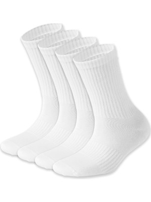 Sonnors 4 Çift Pamuklu Nefes Alabilir Kompresyon Özellikli Kadın Erkek Beyaz Spor Çorabı