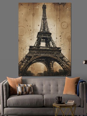 Artmeg Eyfel Kulesi Paris Manzarası Dekoratif Kanvas - Mdf Ahşap Tablo