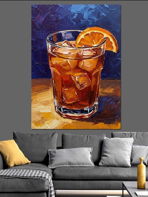 Artmeg Buzlu  Kokteyl Bardağı Dekoratif Kanvas - Mdf Ahşap Tablo