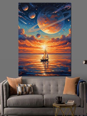 Artmeg Denizin Üzerinde Tekne Yelken Dekoratif Kanvas - Mdf Ahşap Tablo