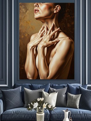 Artmeg Zarif Boyunlu Kadın Portresi Dekoratif Kanvas - Mdf Ahşap Tablo