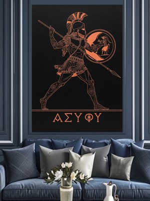 Tablomega Siyah Beyaz Antik Mistik Heykel Dekoratif Kanvas - Mdf Ahşap Tablo