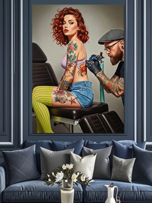 Artmeg Dövme Yapan  Sanatçı Dekoratif Kanvas - Mdf Ahşap Tablo