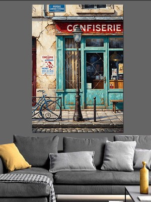 Artmeg Vintage Fransız Şekerci Dükkanı Dekoratif Kanvas - Mdf Ahşap Tablo