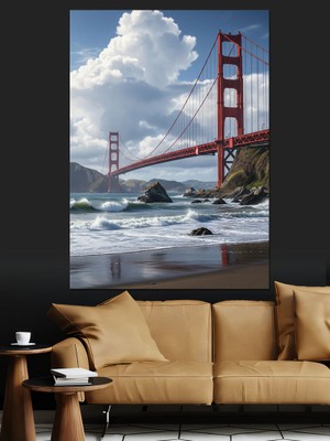Artmeg Golden Gate Köprüsü Manzarası Dekoratif Kanvas - Mdf Ahşap Tablo