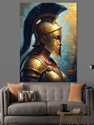 Karizma Tablo Antik Yunan Miğferli Savaşçı Dekoratif Kanvas - Mdf Ahşap Tablo