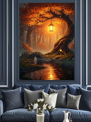 Tablomega Işık Hüzmesi Altındaki Ağaç Orman Dekoratif Kanvas - Mdf Ahşap Tablo