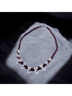 Lal Dizayn Boncuk Kolye - El Yapımı - Bohem Kadın Aksesuar