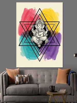 Karizma Tablo Geometrik Desenli Mandala Figürü Dekoratif Kanvas - Mdf Ahşap Tablo