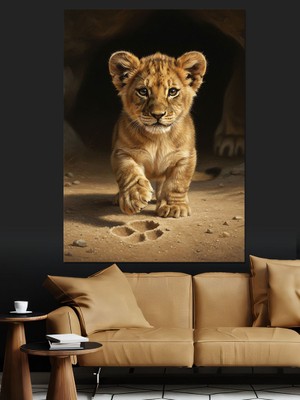 Artmeg Küçük Aslan Yavrusu Dekoratif Kanvas - Mdf Ahşap Tablo