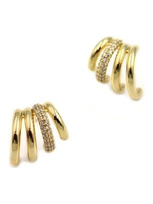 Remstdrk Taşlı Kıvrımlı Küpe - Altın