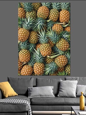 Tablomega Sarı Ananas Meyve Deseni Dekoratif Kanvas - Mdf Ahşap Tablo