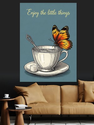 Tablomega Sakin Hayatı Yakala Fincan Dekoratif Kanvas - Mdf Ahşap Tablo