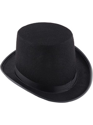 Kafkas Store I-Tdr Siyah Keçe Sihirbaz Fötr Şapka 12 cm