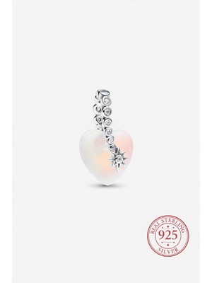 Poseidons Jewellery S925 Kayan Yıldız ve Kalp Sallantılı Charm