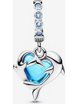 Poseidons Jewellery S925 Mavi Murano Yunuslar Sallantılı Charm