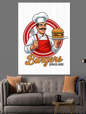 Karizma Tablo Gülen Aşçı Pizza Tutuyor Dekoratif Kanvas - Mdf Ahşap Tablo