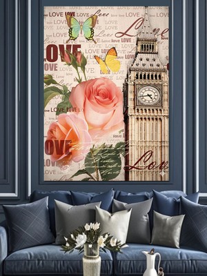 Karizma Tablo Londra Big Ben Kolaj Dekoratif Kanvas - Mdf Ahşap Tablo
