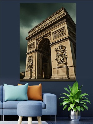 Karizma Tablo Paris Zafer Takı Manzara Dekoratif Kanvas - Mdf Ahşap Tablo