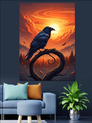 Tablomega Kargalı Siyah Beyaz Manzara Dekoratif Kanvas - Mdf Ahşap Tablo