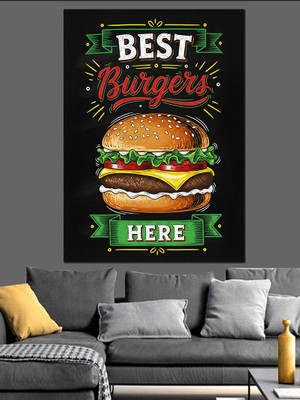 Artmeg En Iyi Burger Posteri Dekoratif Kanvas - Mdf Ahşap Tablo