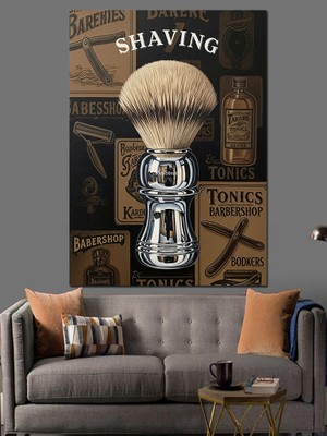 Tablomega Antik Tıraş Bıçağı Fırça Malzemeleri Dekoratif Kanvas - Mdf Ahşap Tablo