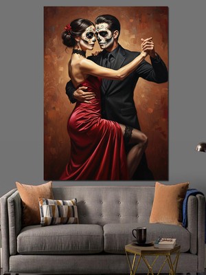 Karizma Tablo Dans Eden Kırmızı Elbiseli Dekoratif Kanvas - Mdf Ahşap Tablo