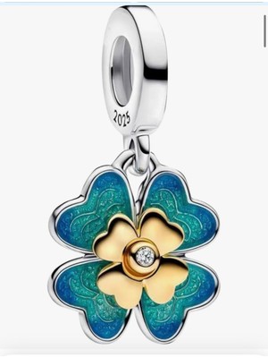 Poseidons Jewellery S925 Döndürülebilir Dört Yapraklı Yonca Sallantılı Charm