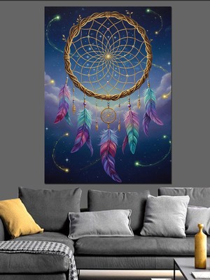 Artmeg Rüya Kapanı Mandala Çizimi Dekoratif Kanvas - Mdf Ahşap Tablo