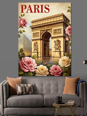 Tablomega Paris Zafer Takı Tarihi Yapı Dekoratif Kanvas - Mdf Ahşap Tablo