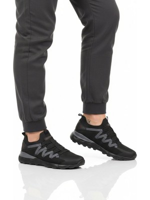 Walkway Siyah Fileli Hafif Esnek Bağcıklı Erkek Spor Ayakkabı BST-650 M