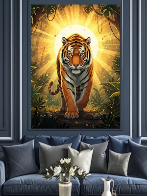 Karizma Tablo Kaplan Yüzü Yakın Çekim Dekoratif Kanvas - Mdf Ahşap Tablo