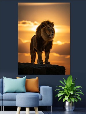 Karizma Tablo Kükreyen Güçlü Aslan Portresi Dekoratif Kanvas - Mdf Ahşap Tablo