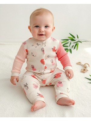 Ege Bebek Kız Bebek Mevsimlik Baskılı 3-6-9-12 Aylık Çıtçıtlı Fitilli Yeni Doğan Bebek Tulumu