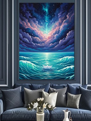 Tablomega Turkuaz Okyanus Dalgası Işık Yansıması Dekoratif Kanvas - Mdf Ahşap Tablo