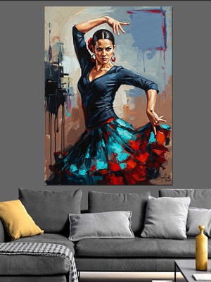 Tablomega Klasik Elbiseli Dans Eden Kadın Dekoratif Kanvas - Mdf Ahşap Tablo