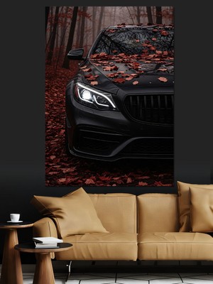 Karizma Tablo Sonbahar Orman Yolu Araba Dekoratif Kanvas - Mdf Ahşap Tablo