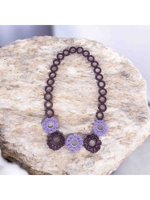 Lal Dizayn Örgü Kolye - El Yapımı - Bohem Kadın Aksesuar