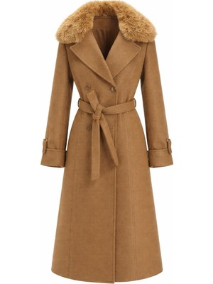 Esin Giyim Asalet Serisi Çıkartılabilir Kürklü Kruvaze Kışlık Kaban