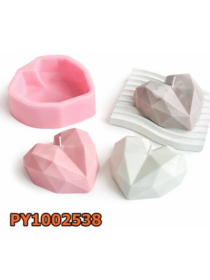 Poyrish 1158 - Silikon Kalıp Mum Kalıbı - Geometrik Kalp Büyük Boy
